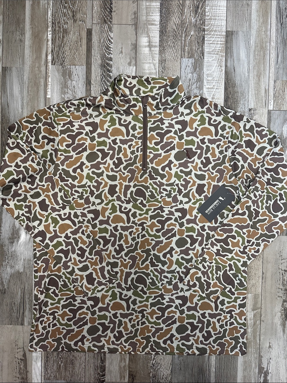 Local Boy Outfitters Camo Half-Zip Pullover Hoodie - Neutral Camo. NWT!